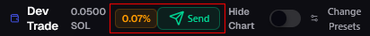 Send button at the top of the Trades Panel